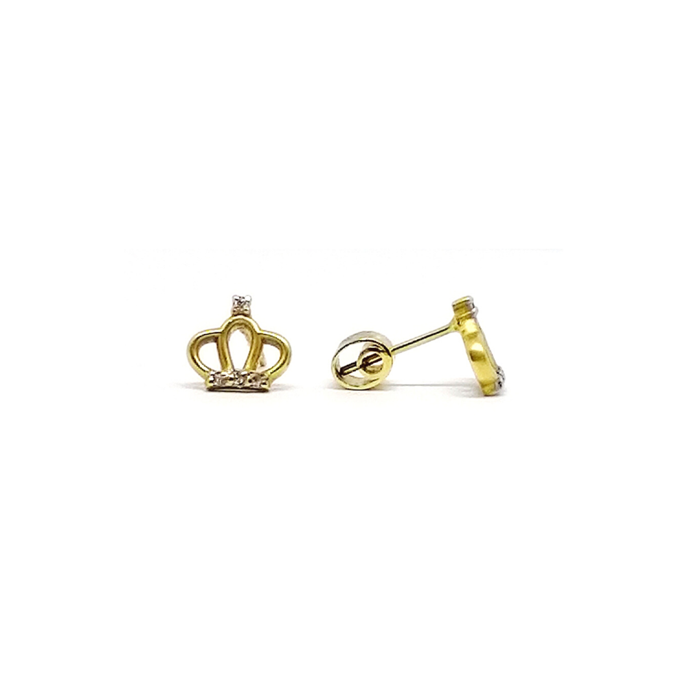 Arete Niña Corona con brillantes Oro 18 Kt Arete Niña Corona con brillantes Oro 18 Kt