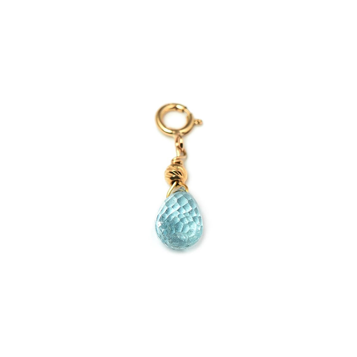 Dije Gota briolette Aguamarina con Gancho ORO 18KT Dije Gota briolette Aguamarina con Gancho ORO 18KT