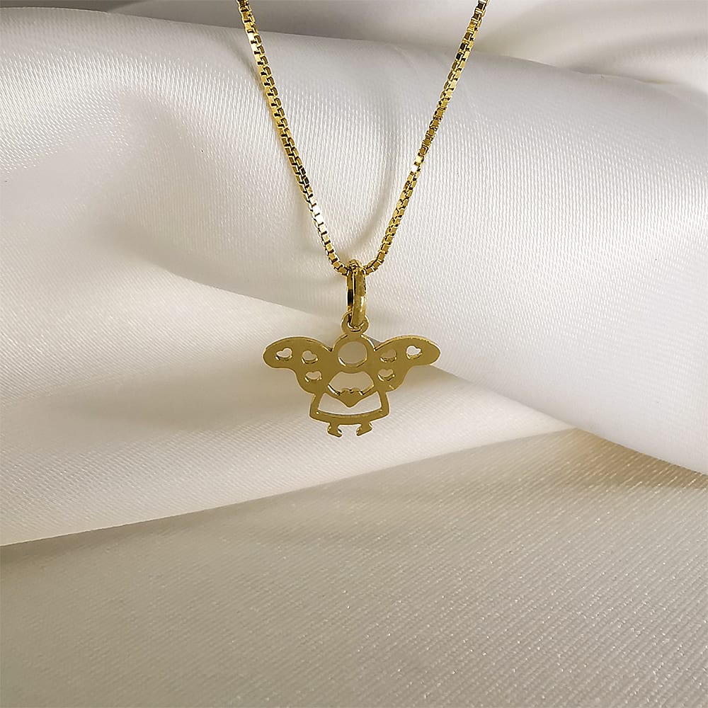 DIJE SILUETA ANGELITO CORAZON ORO 18KT DIJE SILUETA ANGELITO CORAZON ORO 18KT