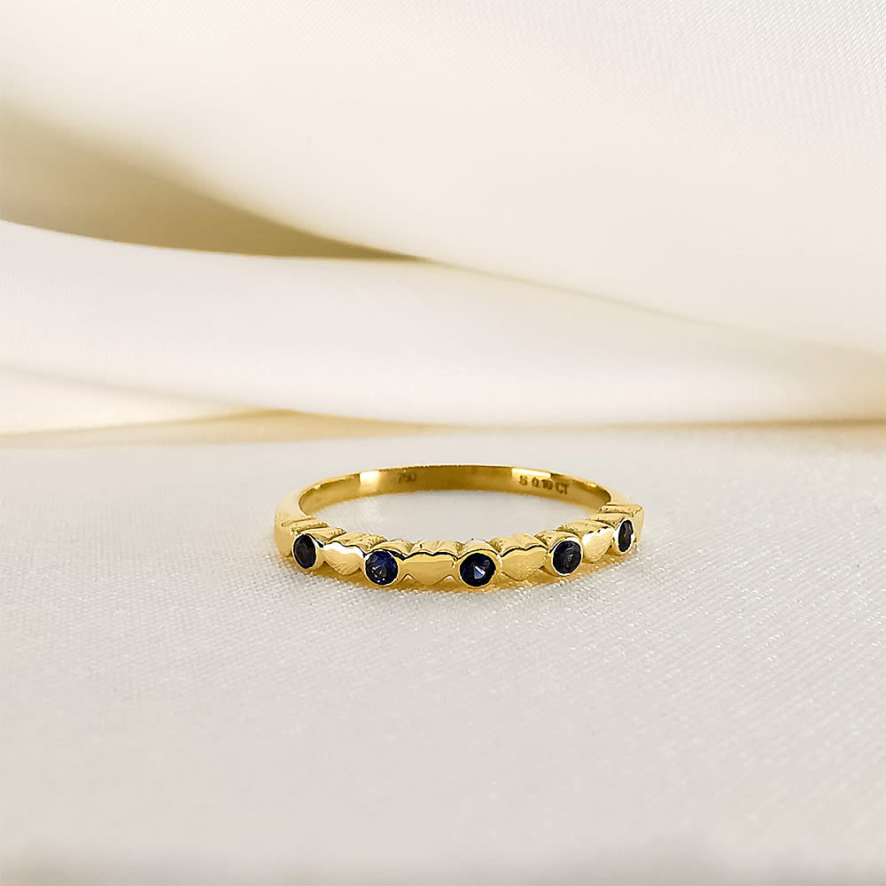 ANILLO CORAZONES CON ZAFIROS ORO 18K ANILLO CORAZONES CON ZAFIROS ORO 18K