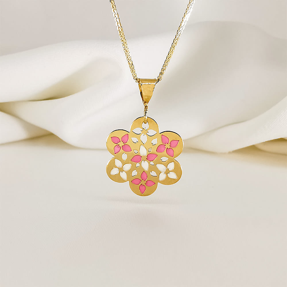 Dije Flor Esmaltada Oro 18KT Dije Flor Esmaltada Oro 18KT