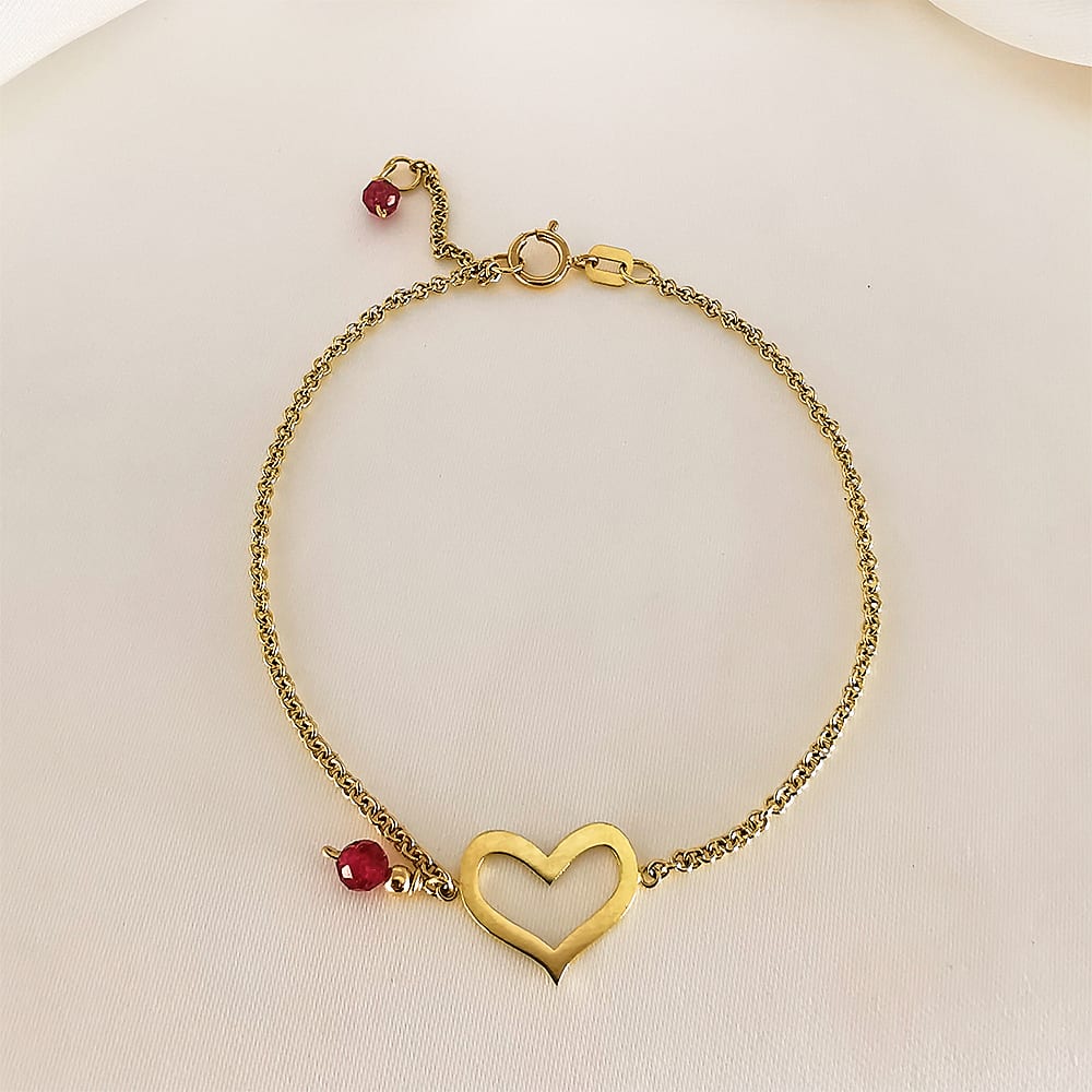 PULSERA NARA CORAZON CALADO TURMALINA ROSA ORO 18KT PULSERA NARA CORAZON CALADO TURMALINA ROSA ORO 18KT