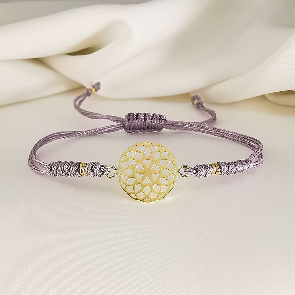 PULSERA PITI LILA DJ MANDALA FLORES ORO 18K PULSERA PITI LILA DJ MANDALA FLORES ORO 18K