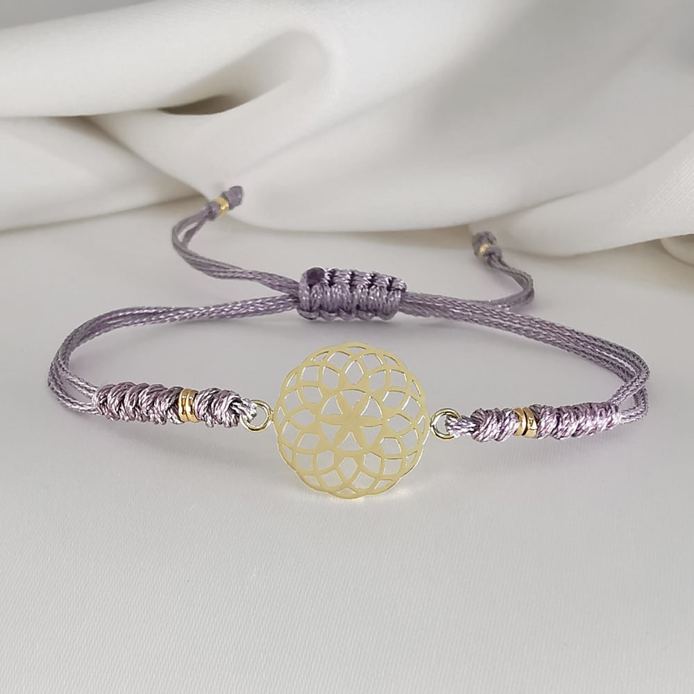 PULSERA PITI LILA DJ MANDALA FLORES ORO 18K PULSERA PITI LILA DJ MANDALA FLORES ORO 18K