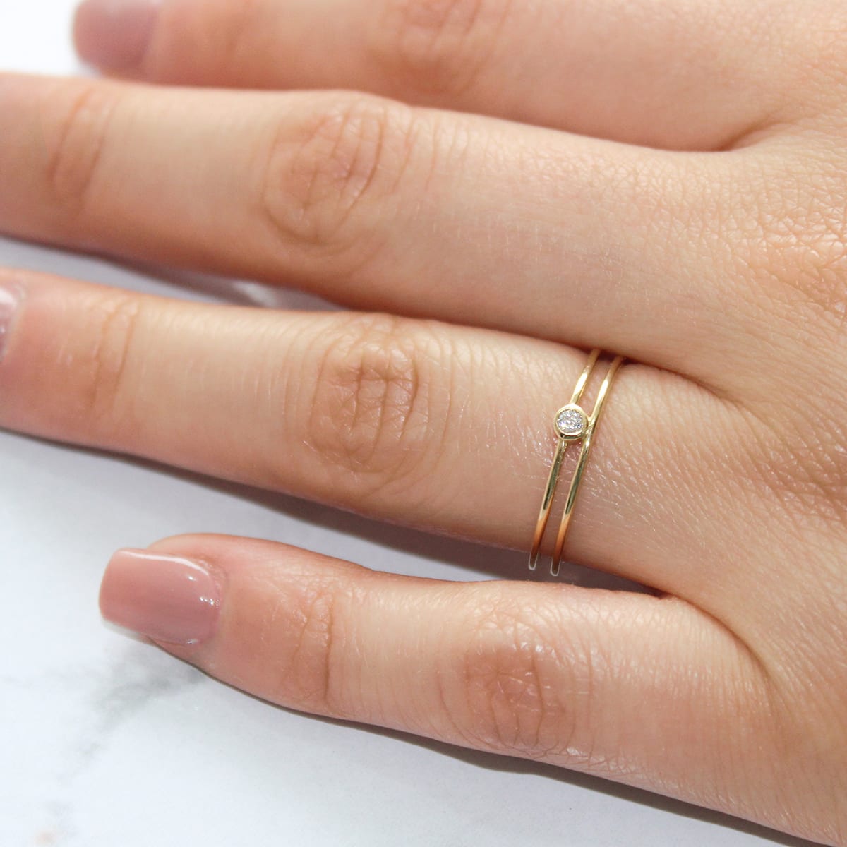 *Anillo Doble Linea con Brillante T6 ORO 18KT* *Anillo Doble Linea con Brillante T6 ORO 18KT*