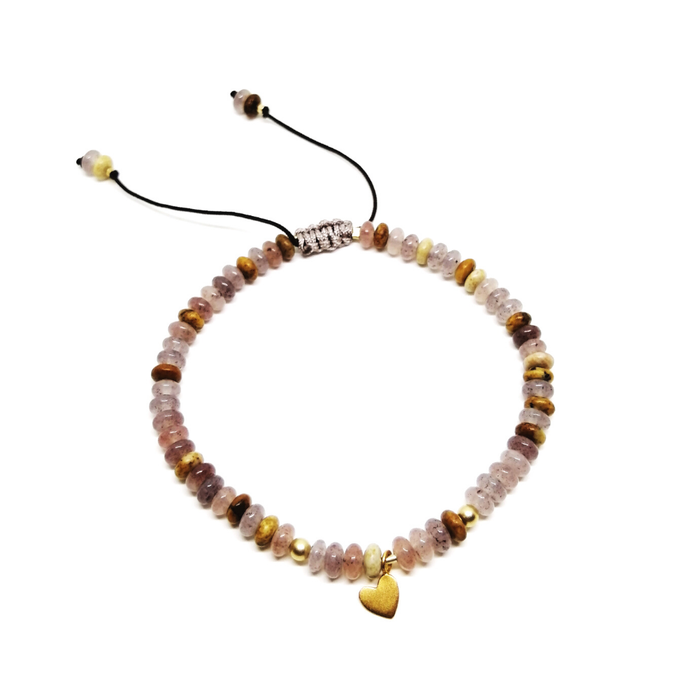 Pulsera Debora Agata Rosa Jaspe con dije mini corazon Pulsera Debora Agata Rosa Jaspe con dije mini corazon