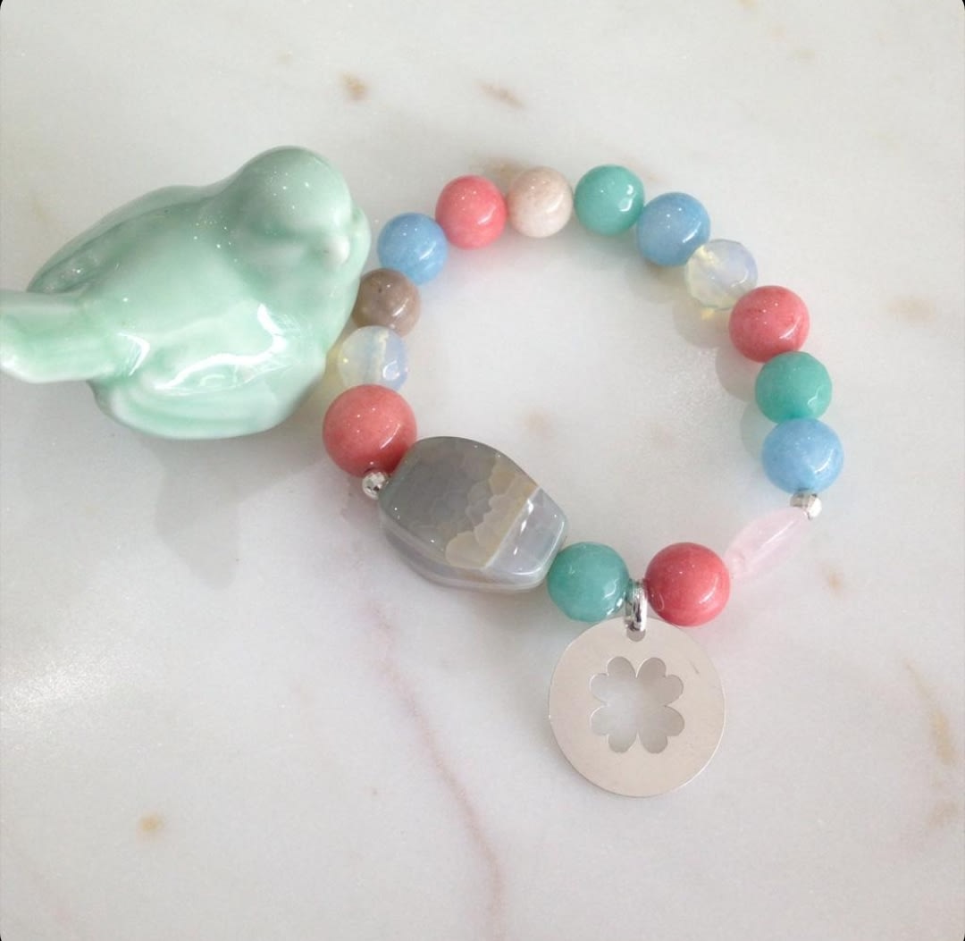 Pulsera Kory PN Agata Placa Trebol PLATA 925 Pulsera Kory PN Agata Placa Trebol PLATA 925