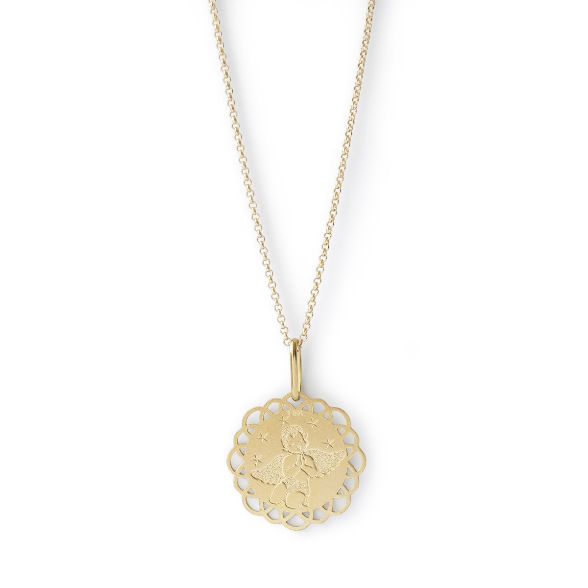 MEDALLA ANGELITO CON BASTITA 17MM ORO 18KT MEDALLA ANGELITO CON BASTITA 17MM ORO 18KT