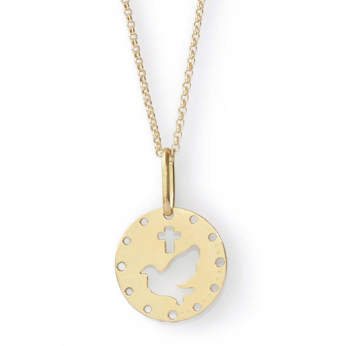 MEDALLA PALOMA DE LA PAZ CRUZ 13MM ORO 18KT MEDALLA PALOMA DE LA PAZ CRUZ 13MM ORO 18KT