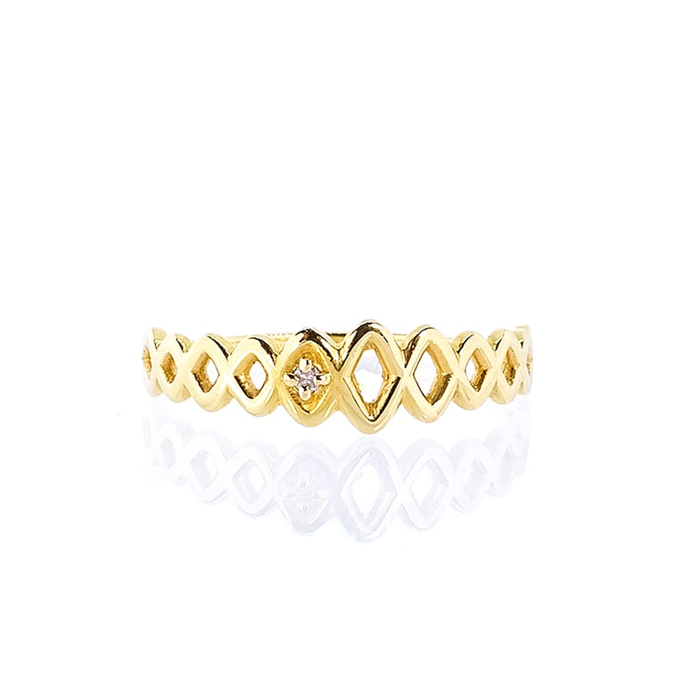 Anillo Rombitos con Brillante 18Kt Anillo Rombitos con Brillante 18Kt