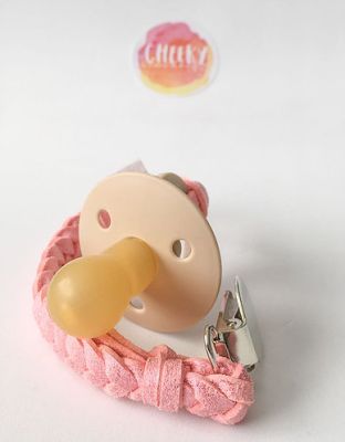 ROSA GLITTER Portachupetes Ecocuero trenzado Cheeky Monkey ROSA GLITTER Portachupetes Ecocuero trenzado Cheeky Monkey