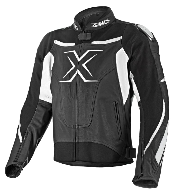 CHAQUETA CUERO AREX RACER NEGRO/BLANCO
