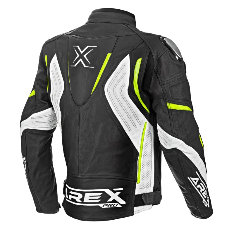 CHAQUETA CUERO AREX RACER NEG/BCO/AMA