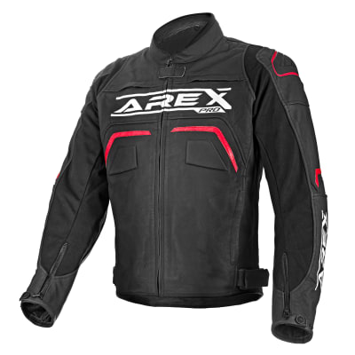 CHAQUETA CUERO AREX XTREME NEGRO/ROJO