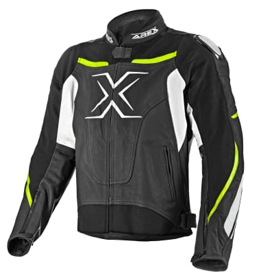CHAQUETA CUERO AREX RACER NEG/BCO/AMA