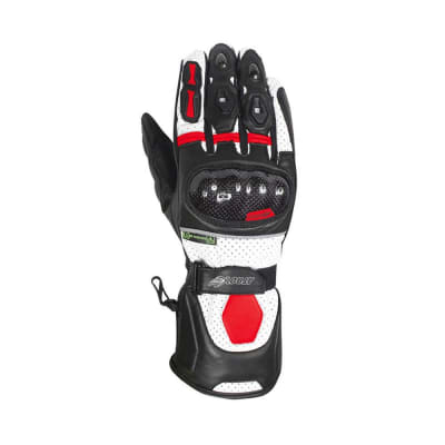 GUANTE ATROX CE 4312 LARGO CUERO NEGRO/ROJO