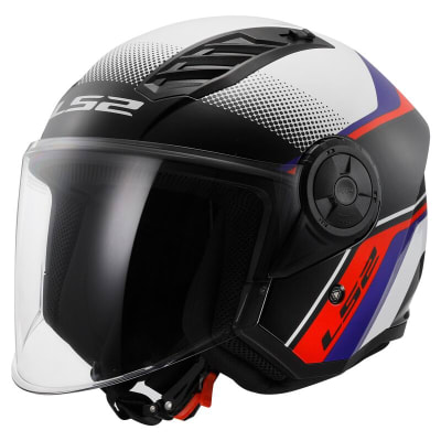 CASCO ABIERTO LS2 OF616 AIRFLOW II RUSH BLANCO AZUL ROJO