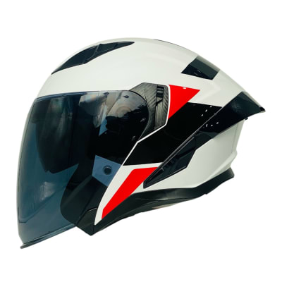 CASCO ABIERTO AREX MR-728 DOT DOBLE VISOR BL/RJ