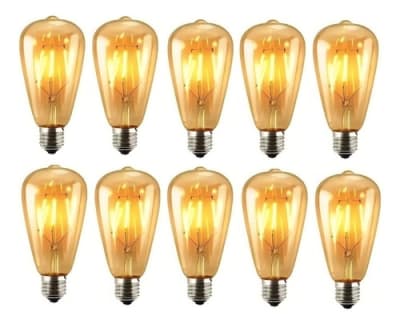 262106-6  PACK 10 UNID AMPOLLETA VINTAGE T/PERA COLOR AMBAR