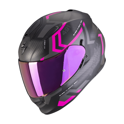 CASCO SCORPION EXO-491 SPIN NEGRO MATE FUCSIA