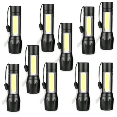 66318-8 LINTERNA RECARGABLE  LED METALICA ALTA ILUMINACION 9CM LARGO PACK 10 UNID