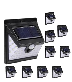 102025-4 PACK 10 UNID APLIQUE SOLAR C/ SENSOR DE MOVIMIENTO ALTA LUMINOSIDAD LUZ BLANCA
