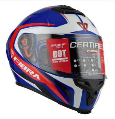 CASCO FIBRA GIGA FALCON AZUL/ROJO BRILLO
