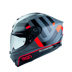 CASCO SCORPION EXO-391 AROK GRIS ROJO NEGRO 0