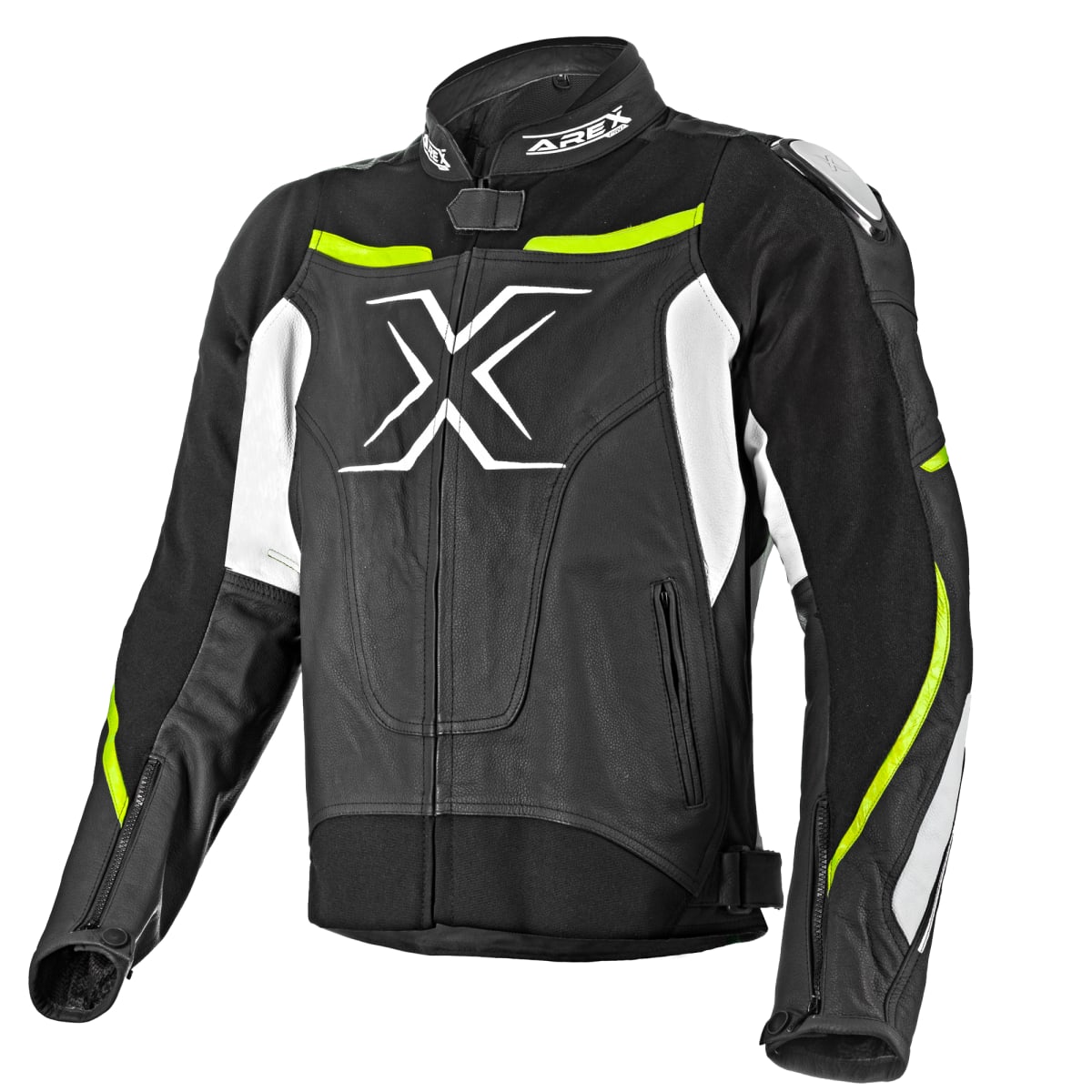 CHAQUETA CUERO AREX RACER NEG/BCO/AMA1