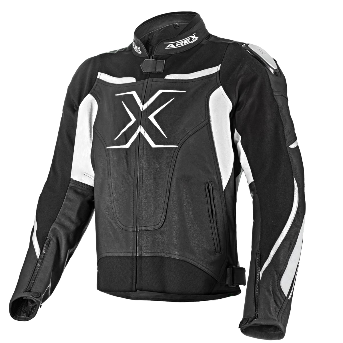 CHAQUETA CUERO AREX RACER NEGRO/BLANCO1