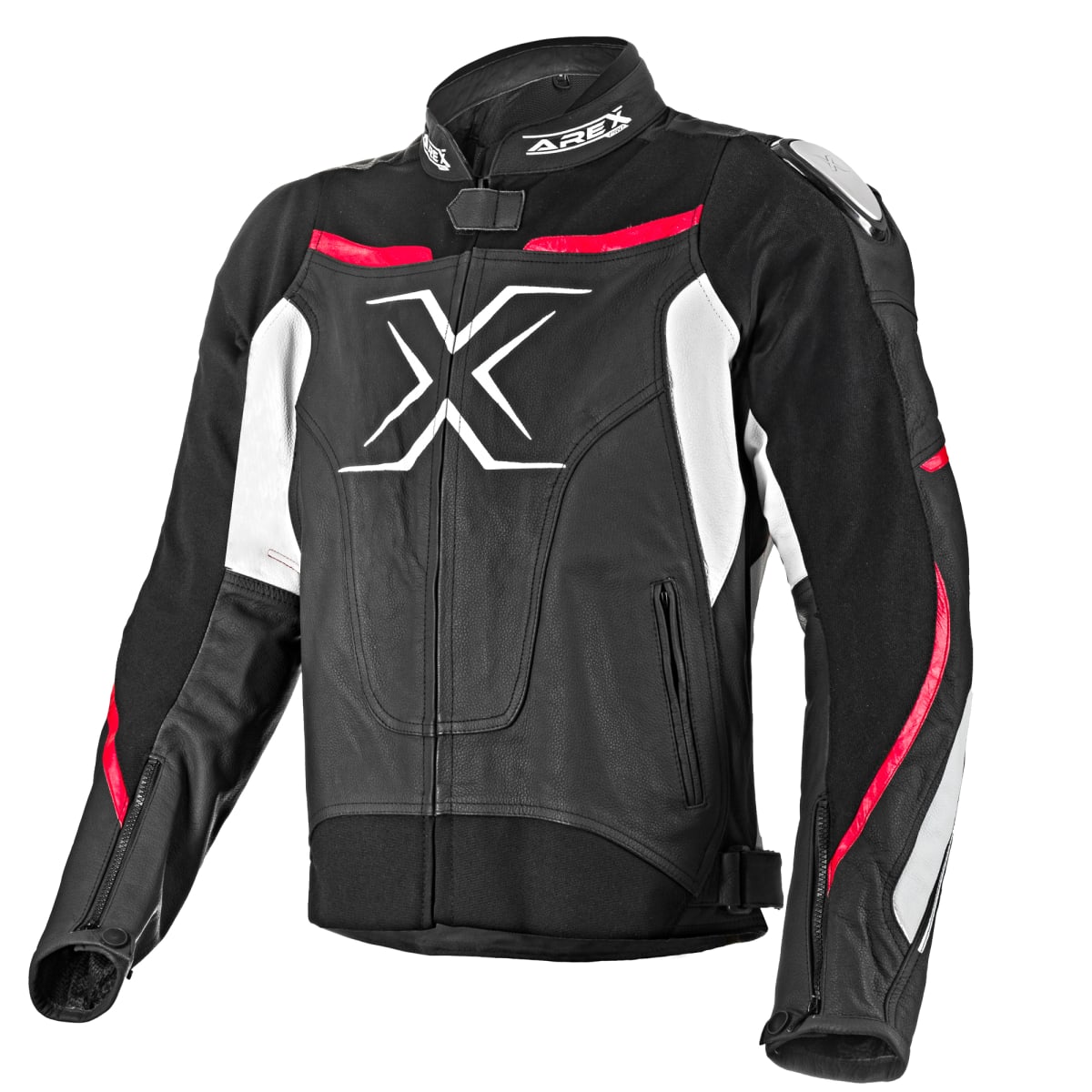 CHAQUETA CUERO AREX RACER NEG/BCO/ROJO1