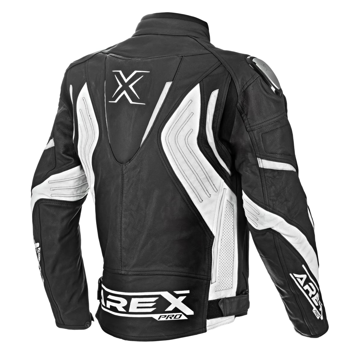 CHAQUETA CUERO AREX RACER NEGRO/BLANCO2