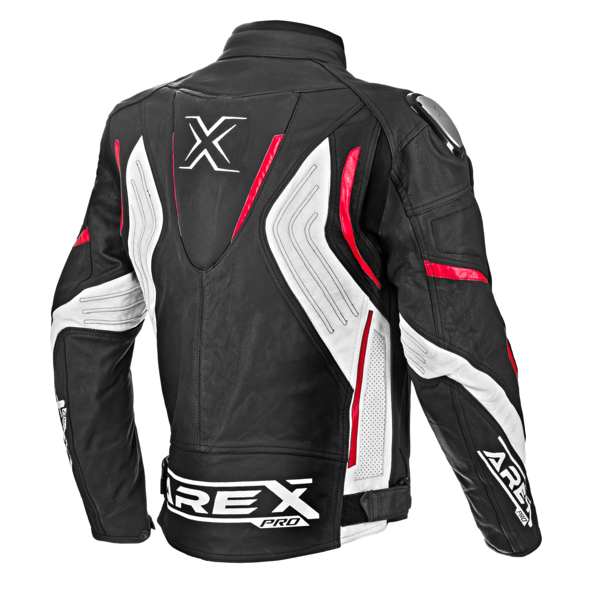 CHAQUETA CUERO AREX RACER NEG/BCO/ROJO2