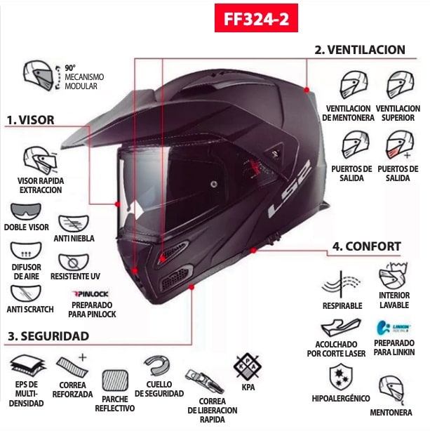 CASCO LS2 FF 324 METRO EVO SUB NEGRO GRIS ROJO5