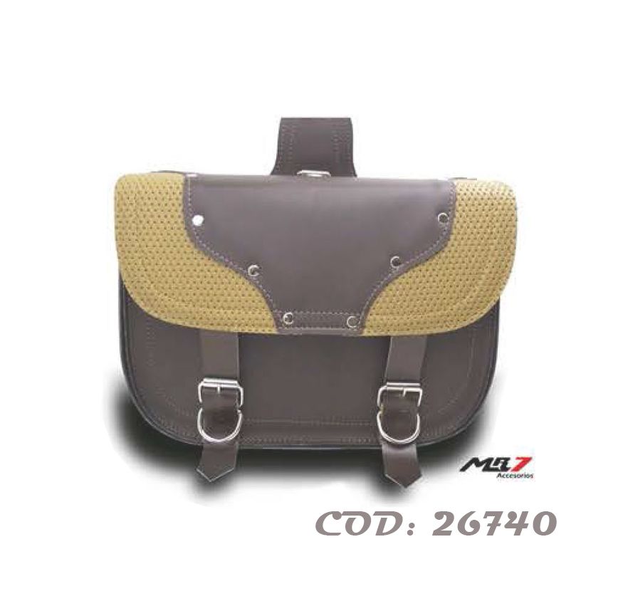 ALFORJAS CUERINA EN PUNTA CAFE/BEIGE 10 LTS JO MOD 21