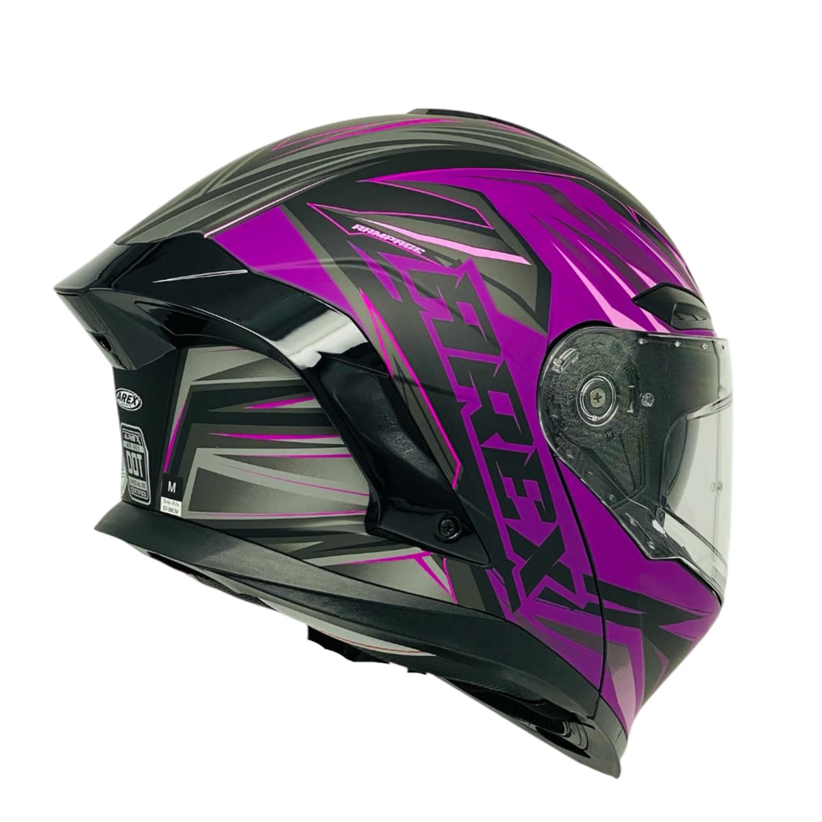 CASCO ABATIBLE AREX MR-903 RAMPAGE NEGRO FUCSIA MATE2