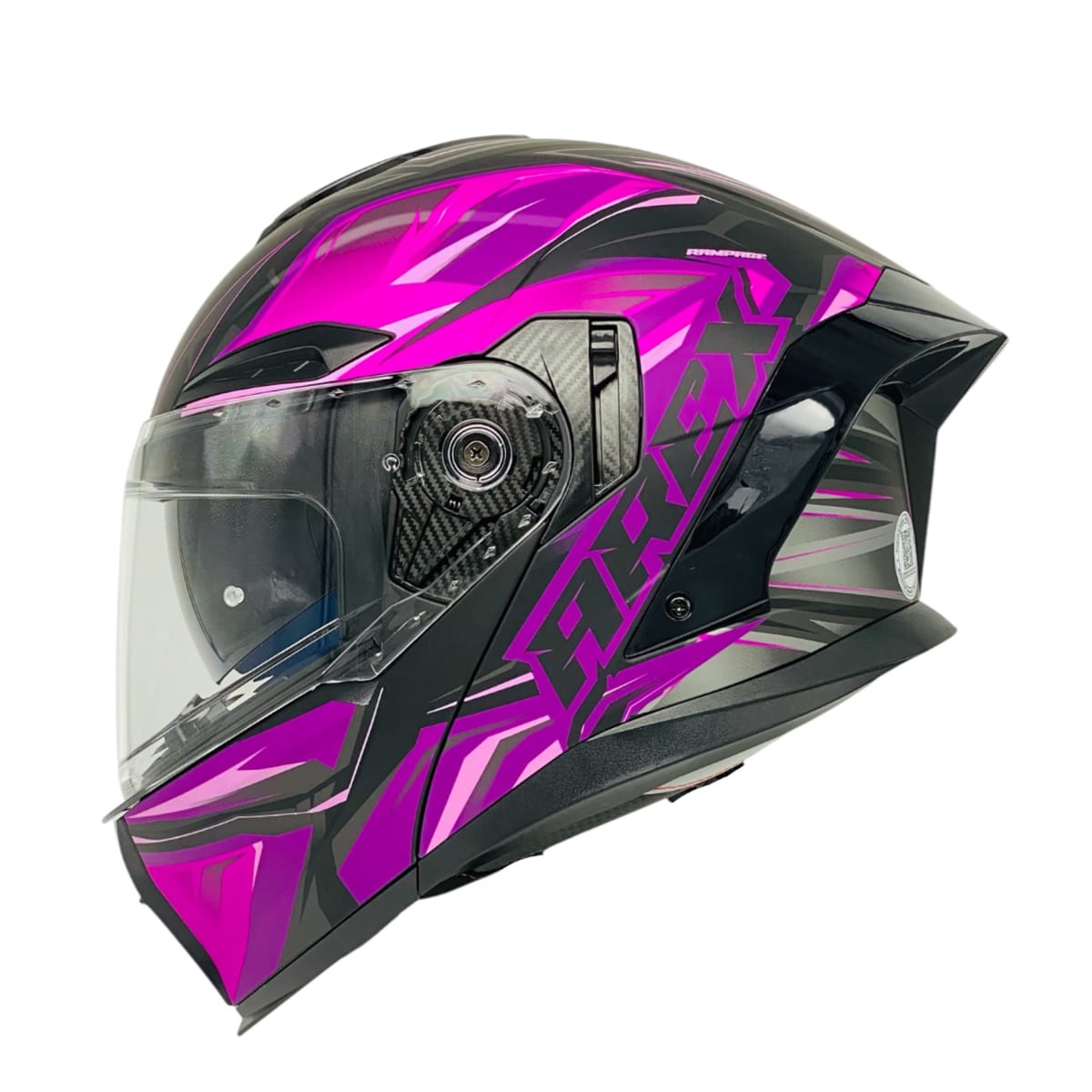 CASCO ABATIBLE AREX MR-903 RAMPAGE NEGRO FUCSIA MATE1