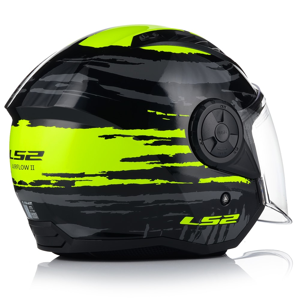 CASCO ABIERTO LS2 OF616 AIRFLOW II BRUSH NEGRO AMARILLO3