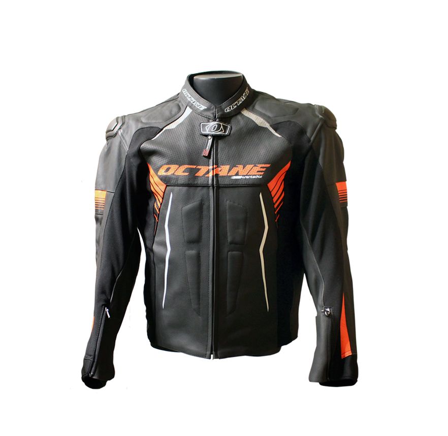 CHAQUETA OCTANE AVENTADOR CUERO NEGRO ROJO1