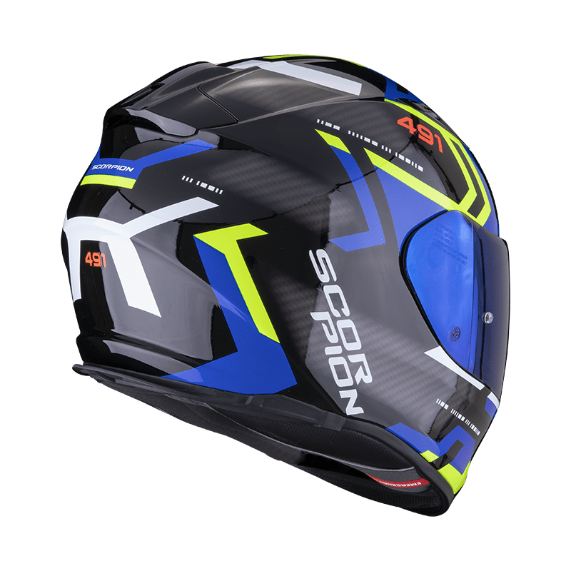 CASCO SCORPION EXO-491 SPIN NEGRO AZUL AMARILLO3