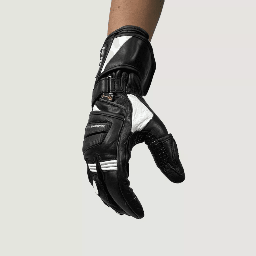GUANTE CUERO KMZ PRIMAL NEGRO/BLANCO2