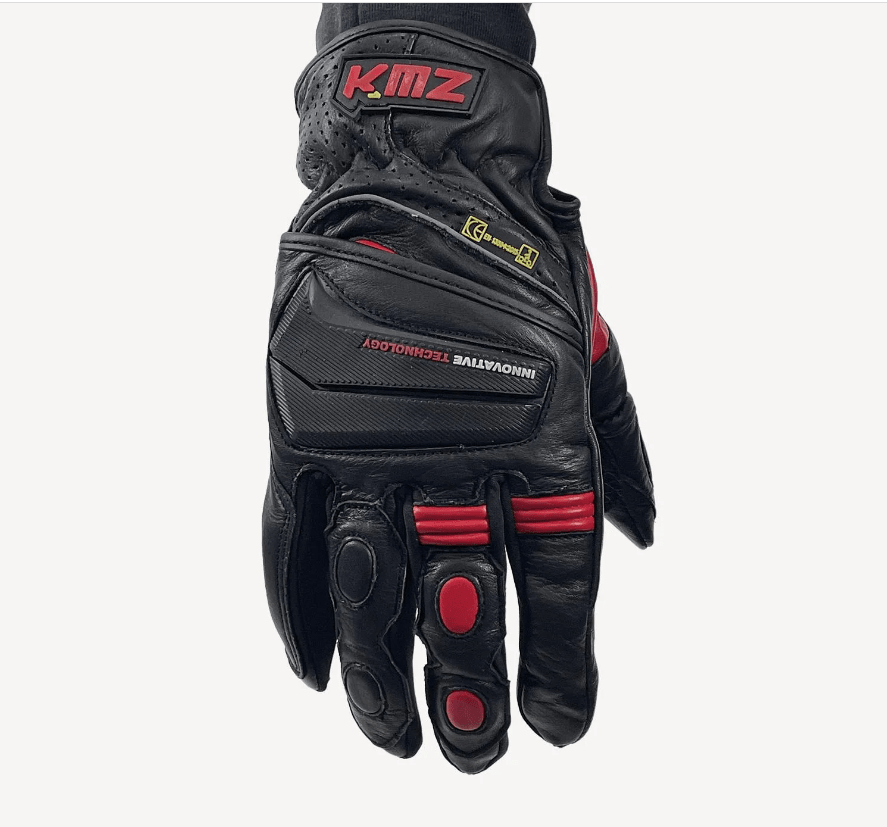 GUANTE CUERO KMZ COMBO NEGRO/ROJO1