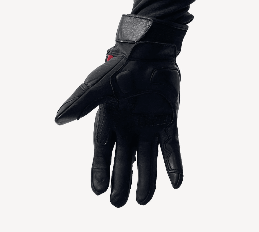 GUANTE CUERO KMZ COMBO NEGRO/ROJO3