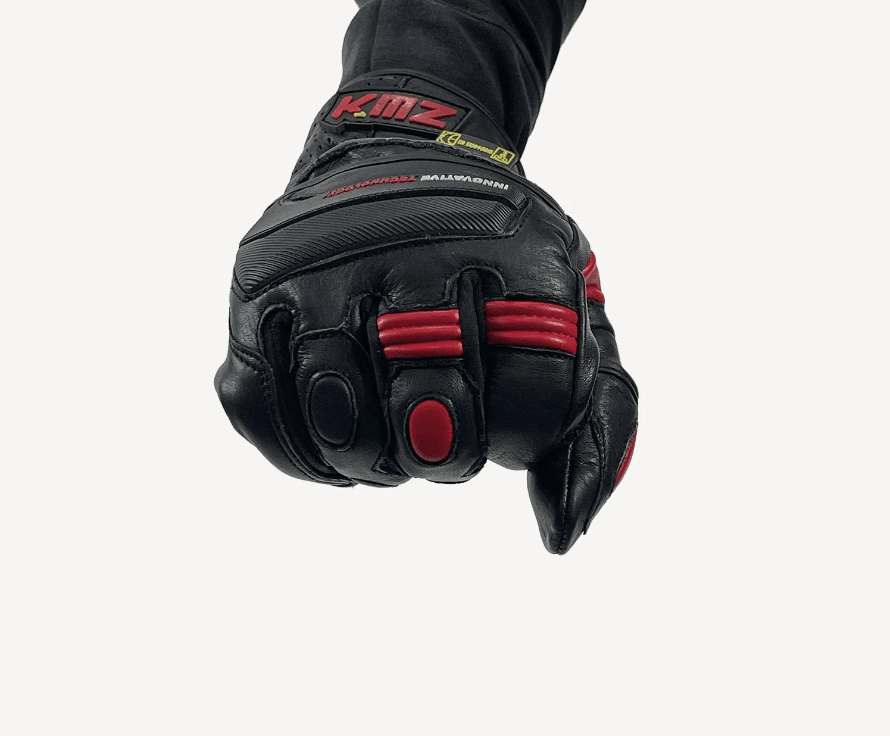 GUANTE CUERO KMZ COMBO NEGRO/ROJO4