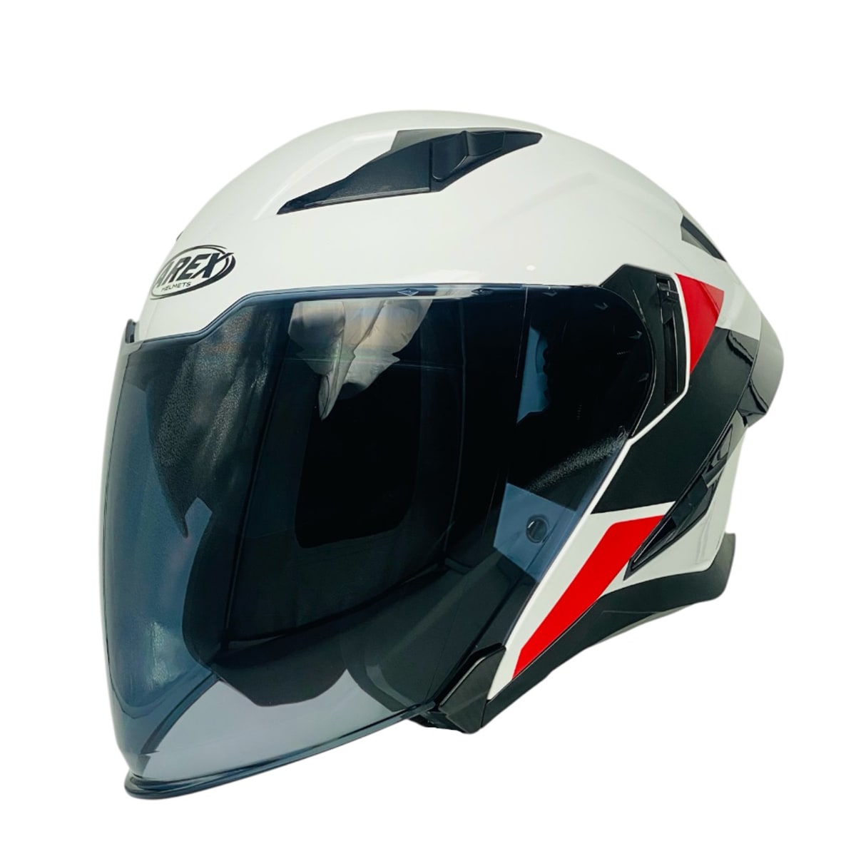 CASCO ABIERTO AREX MR-728 DOT DOBLE VISOR BL/RJ6