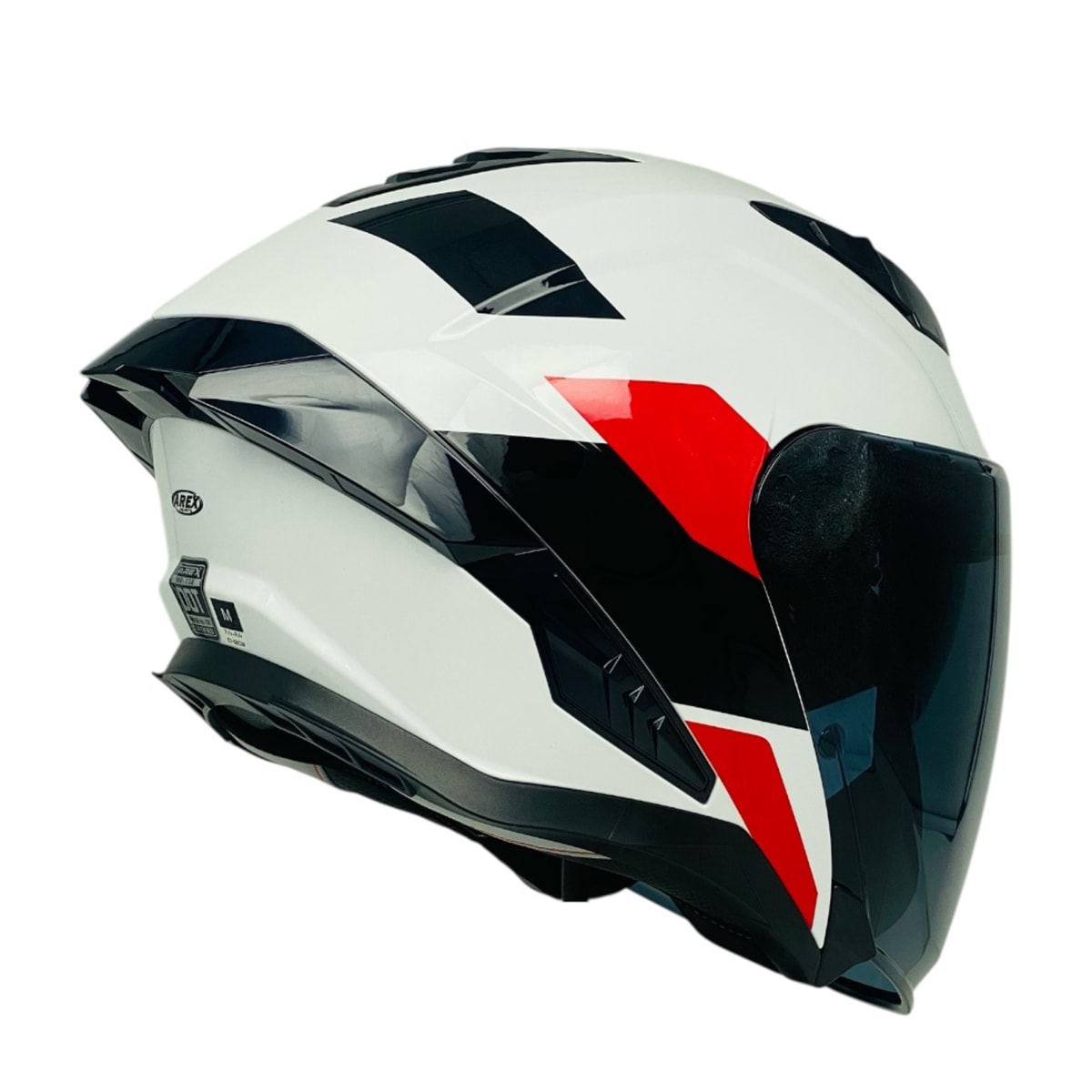 CASCO ABIERTO AREX MR-728 DOT DOBLE VISOR BL/RJ2