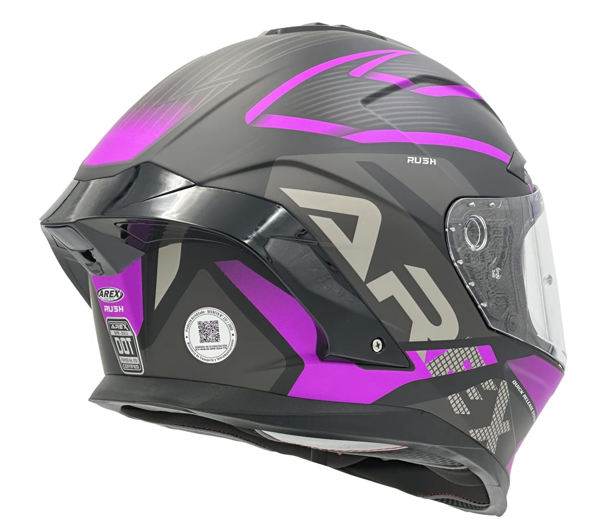 CASCO AREX MR-803 RUSH NEGRO MATTE FUCSIA2