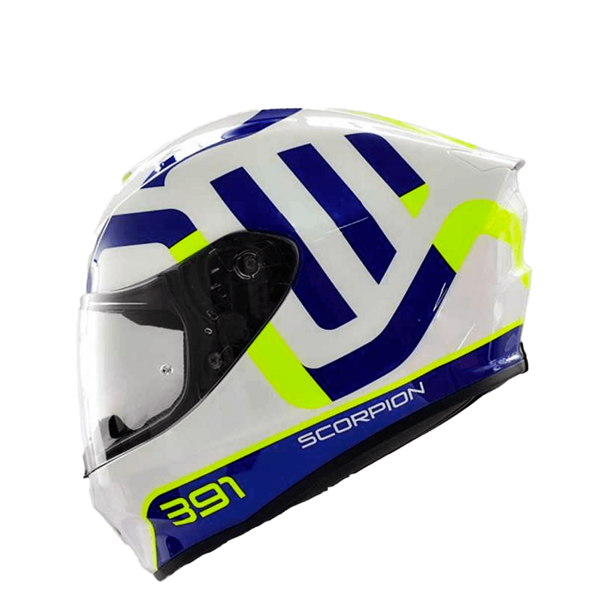 CASCO SCORPION EXO-391 AROK BLANCO AZUL AMARILLO2