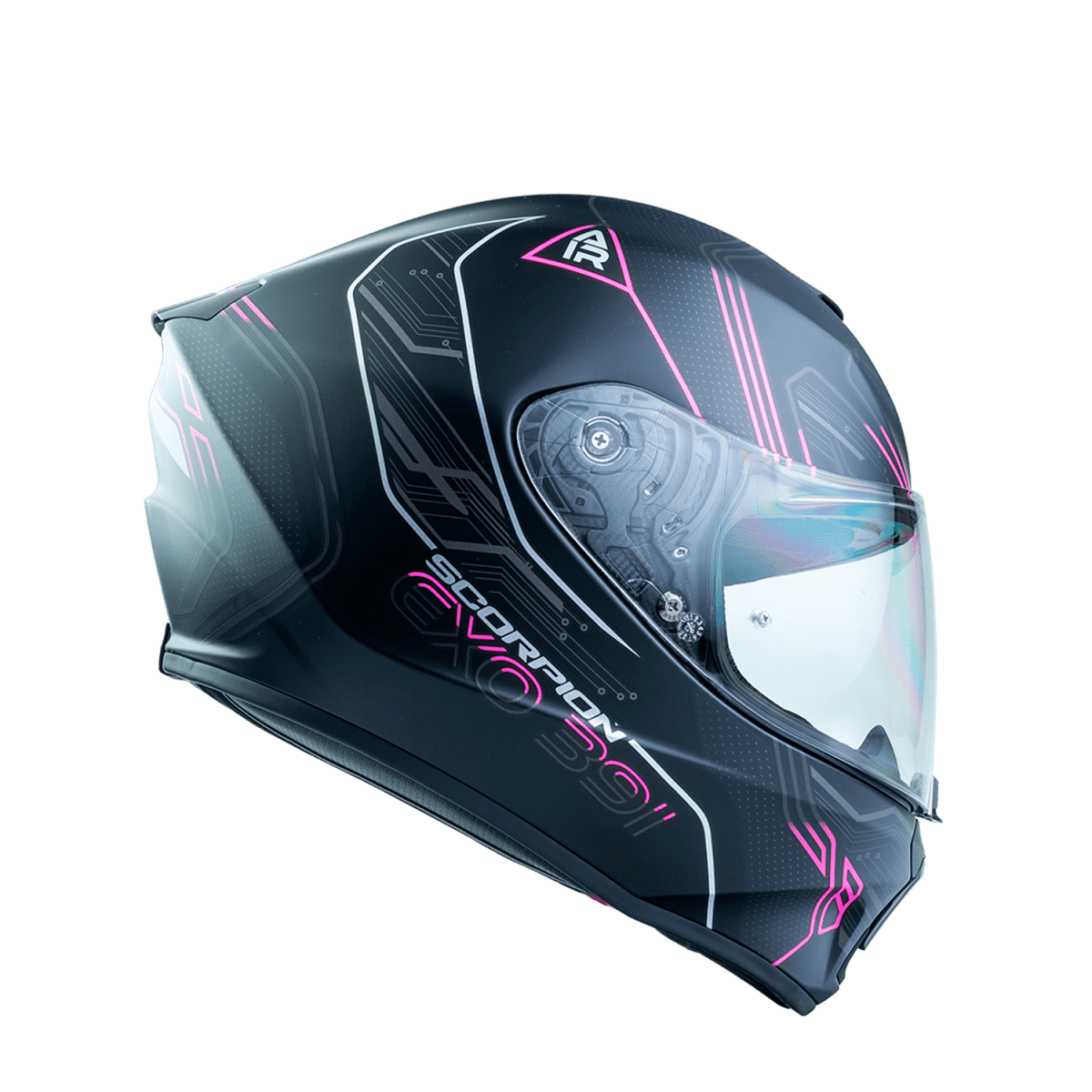 CASCO SCORPION EXO-391 SPADA NEGRO MATE FUCSIA3
