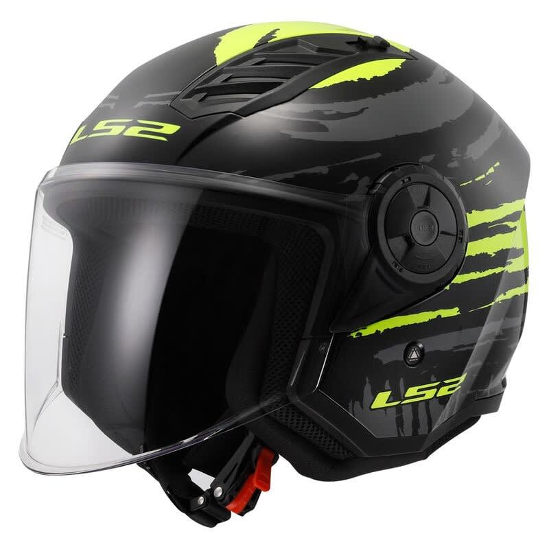 CASCO ABIERTO LS2 OF616 AIRFLOW II BRUSH NEGRO AMARILLO1